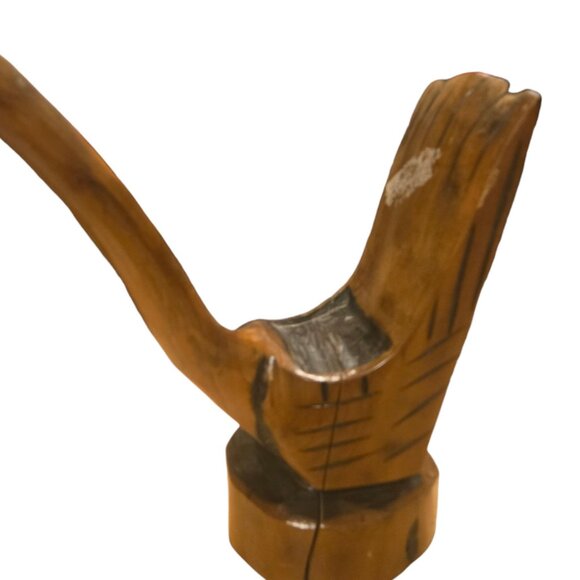 Hand Carved Wooden Crane Bird Sculpture 15 Inch AS IS Folk Art - Picture 14 of 16